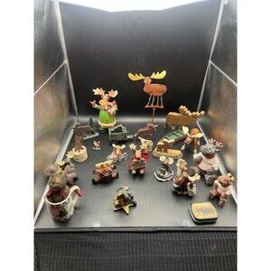 Moose Figurine & Ornament Lot Cabin Lodge Decor Rustic Woodland Mixed Collection